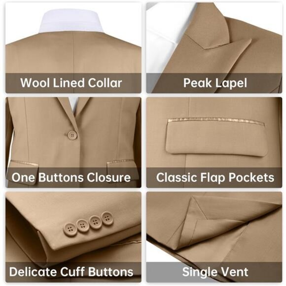 2Piece Office Suit Lady Peaked Lapel Slim Fit One Button Blazer Jacket and Pants - Picture 3 of 7